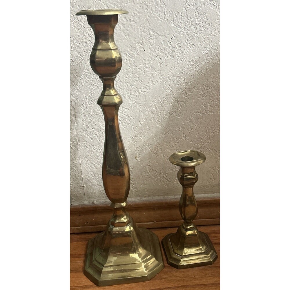 VINTAGE HEAVY BRASS CANDLESTICKS 16” And 7” TALL Made In India ￼